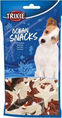 Ocean Snacks, pamlsky tuňák / kuře, tvary mořské fauny, 14ks/100g