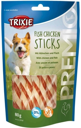 Premio FISH CHICKEN STICKS měkké tyčinky kuře s rybou 80 g